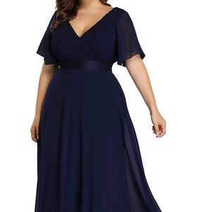 Brand New. Bridesmaids dress, navy blue, chiffon.